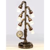 Veronese Bronz Renk Işıklı Steampunk Saatli Figür 44CM