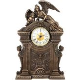 Veronese Bronz Renk Saatli Kanatlı Melek Figürü 32CM