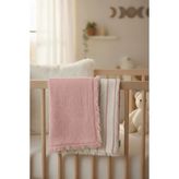 Veronica Line %100 Pamuk 8 Katlı Dolgulu Müslin Bebek Battaniyesi - 100X120 cm Çift Yönlü Puset ve Yatak Örtüsü - Pembe - 100 x 120 cm