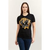 VERSACE JEANS COUTURE Jersey Stretch Kadın Bisiklet Yaka T-Shirt