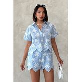 Very Moda Nakışlı Gömlek | D2858 - Mavi