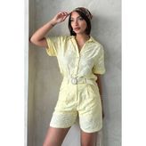 Very Moda Nakışlı Vual Gömlek | D2819 - Sarı