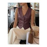 VERYMODA Düğmeli Deri Yelek - Bordo | Vmf1503 - Bordo