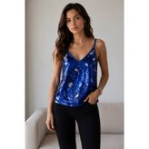 VERYMODA Mavi Payetli İp Askılı Bluz - Mavi