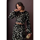 VERYMODA Pullu Kadife Bluz Siyah Gold - Siyah Gold