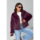 VERYMODA - Suni Kürk Kadın Mont - Mürdüm