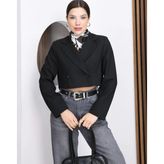 Vess Moda Kadın Crop Blazer Ceket - Siyah