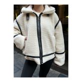 VESS MODA Kadın Kuzu Peluş Mont Krem