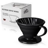 Vestron Siyah V60 02 Dripper Seramik Kahve Demleme Ekipmanı (Black Ceramic)