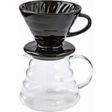 Vestron V60 Kahve Demleme Seti Black Seramik Demleme Aparatı ve Cam Coffee Karafı 600 ml