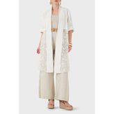 Viadante Via Dante % 100 Keten Dantel Detaylı Kimono Ceket Bayan Ceket 6909330 - Standart - Beyaz