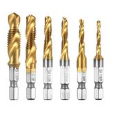 Vida açan burgu Qibaok 6 parçalı mini 1/4 " HSS M3-M10 vida altıgen şaft İndirici aletler için matkap ucu seti Titan makine matkap ucu Bits ahşap plastik ince alüminyum, sert metal için uygun değildir