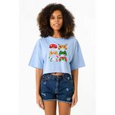 Video Game Controller Christmas Bebe Mavi Kadın Crop Tshirt