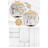 Vienev 8li Şeffaf Çekmece İçi Düzenleyici Organizer 2x(D.K.Dkdrtgn K.Kare) 1x(O.Dkdrtgn B.Kare)