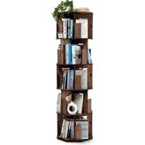 Vigo Wood 360 Derece Dönebilir Ahşap Kitaplık 5 Katlı Ceviz-DK50C