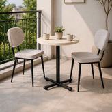 Vilinze Deniz Sandalye Payas Metal Ayak Mutfak Bahçe Balkon Bistro ve Cafe Masa Takımı 70X70 cm - Siyah - Sütlü Kahverengi - Siyah-Traverten