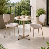 Vilinze Deniz Sandalye Payas Metal Ayak Mutfak Bahçe Balkon Bistro ve Cafe Masa Takımı 70X70 cm - Vizon - Sütlü Kahverengi - Vizon-Traverten