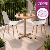 Vilinze Eames Sandalye Payas Metal Ayak Mutfak Bahçe Balkon Bistro ve Cafe Masa Takımı 70X70 cm - Natürel - Beyaz - Vizon-Naturel