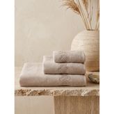 Viola 3'lü Güpürlü Banyo Havlu Seti Bej
