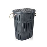 Violet Plastik Bambu Kirli Çamaşır Sepeti Antrasit