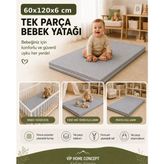 Vip Home Concept Çocuk Yatağı Sünger Yer Yatağı Oyun Minderi Bebek Yatağı 60X120X6 Cm-Gri - 60 x 120 cm