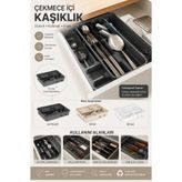 Virela Home Çekmece İçi Kaşıklık Düzenleyici Çıkarılabilir Üst Katlı Mutfak Çekmece İçi Düzenleyici Organizeri Antrasit