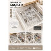 Virela Home Çekmece İçi Kaşıklık Düzenleyici Çıkarılabilir Üst Katlı Mutfak Çekmece İçi Düzenleyici Organizeri Şeffaf