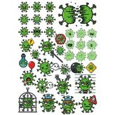 Virüs Sticker Set-5 32 Parça Telefon, Tablet, Defter, Laptop Sticker