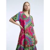 Viskon Elbise Batik Desen Yeşil