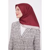 Vişne Halka Desen Monogram Eşarp