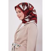 Vişne Yansıma Görünümlü Twill İpek Eşarp