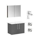 VitrA Ora Banyo Dolabı Set Armatürlü 80 cm Antrasit