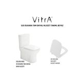 Vitra S20 Duvara Tam Dayalı Klozet 5512L003-0092 Stoperli Kapağı ile Beyaz Kanalsız Tasarım - Ahşap