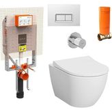 Vitra S60 Rim-Ex Smoothflush Beyaz Kanalsız Asma Klozet Gömme Rezervuar Tam Set Yavaş Kapanan Kapak