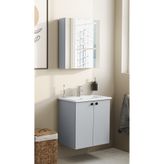 VitrA Shift T20 Banyo Dolabı Seti 60 cm – Lavabolu ve Ayna Dolaplı – Kül Gri