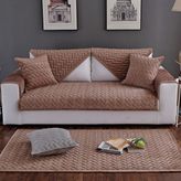 Vivamia 5 Parça Kahverengi Kaymaz Taban Kapitonetekli Koltuk Çekyat Kanepe Örtüsü Modern Çizgili Kadife - 60 x 90 cm