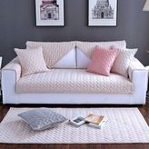 Vivamia 7 Parça Kaymaz Taban Kapitone Koltuk Çekyat Kanepe Örtüsü Krem Kadife Modern Desenli Konfor - 90 x 200 cm