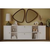 Vivense Consola Geniş 4 Kapaklı Asma Konsol, Çok Fonksiyonlu Duvar Dolabı KBR-KNS-1006 - 201 cm x 30 cm x 66 cm - Beyaz