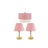 Vivense Evlight 3'lü Set Avize Metal Abajur Pembe