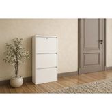 Vivense Flex Üçlü Kilitlenebilir Metal Ayakkabılık, Kırık Beyaz - 001-Renkli