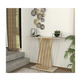 Vivense Gravity Traverten Desenli Gold Metal Dresuar - 90 cm x 29.6 cm x 76.8 cm - Bej