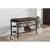 Vivense Luxe Keten Kumaşlı Puf Ayakkabılık Bench, Kahve - Kahverengi