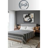 Vivesta Home %100 Pamuk Saçaklı Tek Kişilik Yatak Örtüsü - Koltuk Örtüsü - 160X220 – Şık ve Modern Tasarım - Siyah - 160 x 220 cm