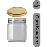 Viyalente 10'lu Cam Kavanoz 210 cc Kapaklı - Beyaz/gold Kapak - Mama Bebek TP00430 - Antik Nikel - 10 x 18 cm - 10 Adet
