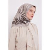 Vizon Kenar Benekli Twill İpek Eşarp