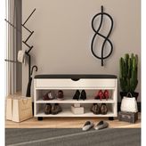 VM VERTEX MOBİLYA Vertex Mobilya Alin Beyaz Ayakkabılık Bench