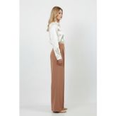 Volanlı Camel Wide Leg Pantolon