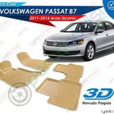 Volkswagen Passat B7 2011-2014 Bej 3D Havuzlu Paspas