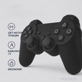 Voltico Ps3 Kablosuz Oyun Kolu Dualshock Wireless Joystick Controller Çift Gamepad - Siyah