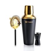 vosco 3 Parça Paslanmaz Çelik Kokteyl Shaker Seti (GOLD)